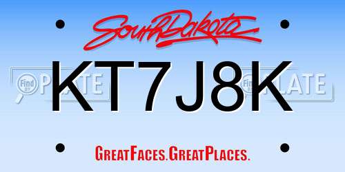 KT7J8K South Dakota License Plate
