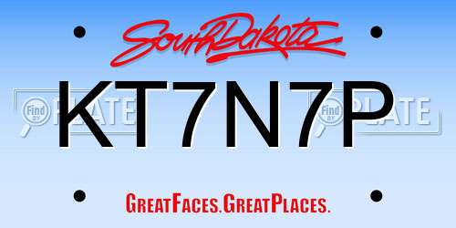KT7N7P South Dakota License Plate
