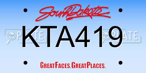KTA419 South Dakota License Plate