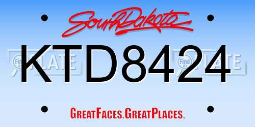 KTD8424 South Dakota License Plate