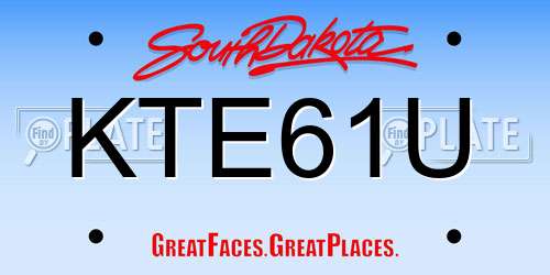 KTE61U South Dakota License Plate