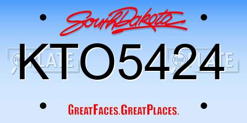 KTO5424 South Dakota License Plate
