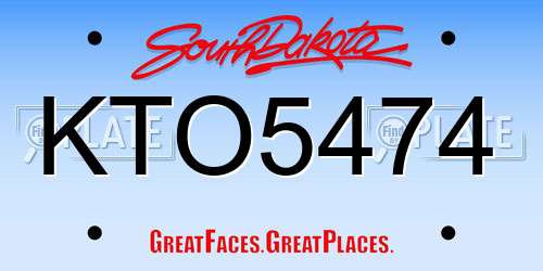 KTO5474 South Dakota License Plate