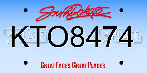 KTO8474 South Dakota License Plate