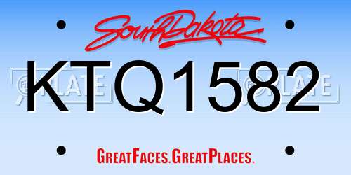 KTQ1582 South Dakota License Plate