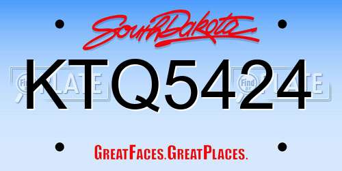 KTQ5424 South Dakota License Plate