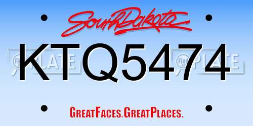 KTQ5474 South Dakota License Plate