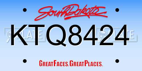 KTQ8424 South Dakota License Plate
