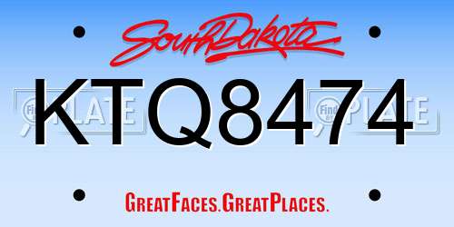 KTQ8474 South Dakota License Plate