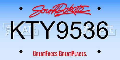 KTY9536 South Dakota License Plate