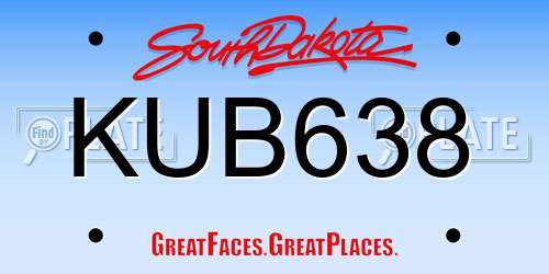KUB638 South Dakota License Plate