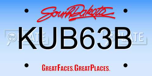 KUB63B South Dakota License Plate
