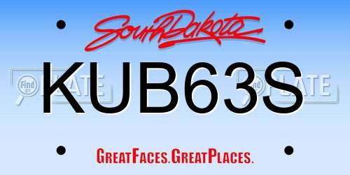 KUB63S South Dakota License Plate
