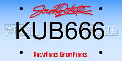 KUB666 South Dakota License Plate