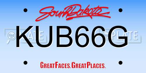 KUB66G South Dakota License Plate