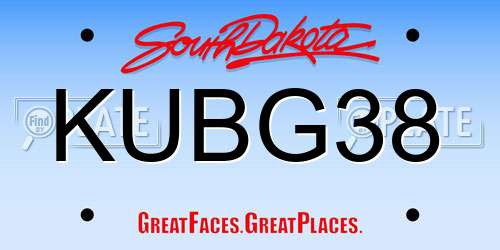 KUBG38 South Dakota License Plate