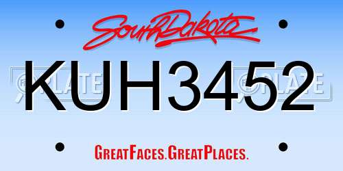 KUH3452 South Dakota License Plate
