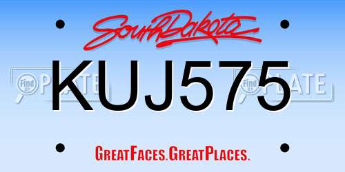KUJ575 South Dakota License Plate
