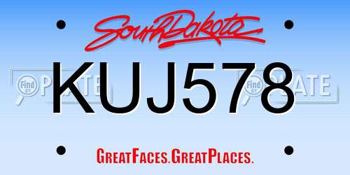 KUJ578 South Dakota License Plate