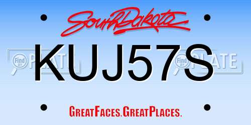 KUJ57S South Dakota License Plate
