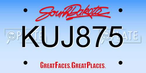 KUJ875 South Dakota License Plate