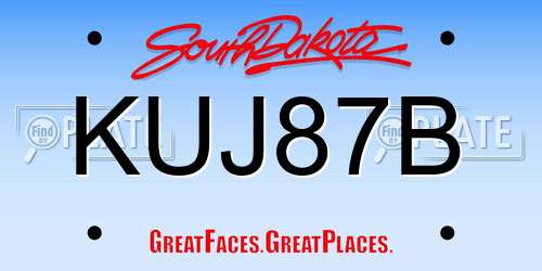 KUJ87B South Dakota License Plate
