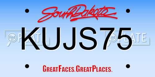 KUJS75 South Dakota License Plate