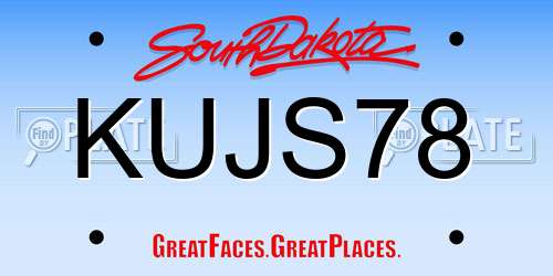 KUJS78 South Dakota License Plate