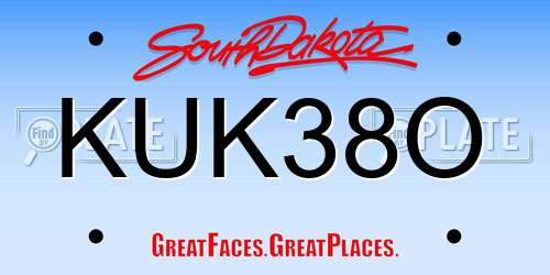 KUK38O South Dakota License Plate