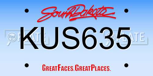 KUS635 South Dakota License Plate