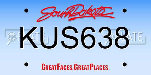 KUS638 South Dakota License Plate
