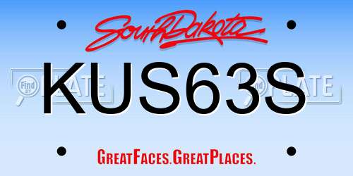 KUS63S South Dakota License Plate