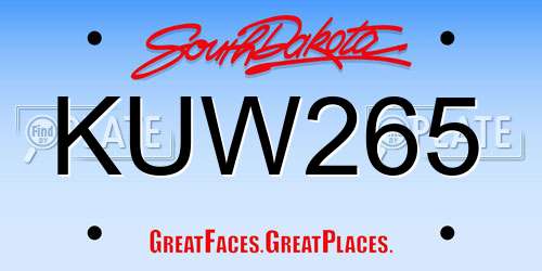 KUW265 South Dakota License Plate