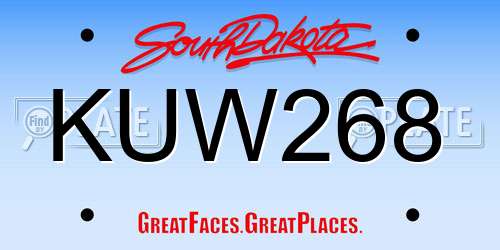 KUW268 South Dakota License Plate