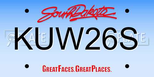 KUW26S South Dakota License Plate