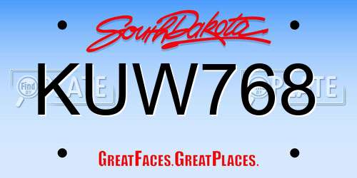 KUW768 South Dakota License Plate