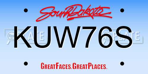 KUW76S South Dakota License Plate