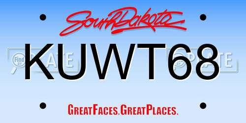 KUWT68 South Dakota License Plate