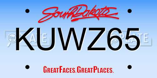 KUWZ65 South Dakota License Plate
