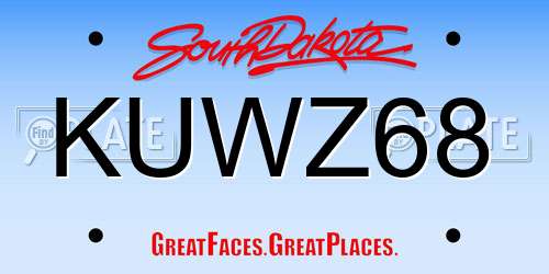 KUWZ68 South Dakota License Plate