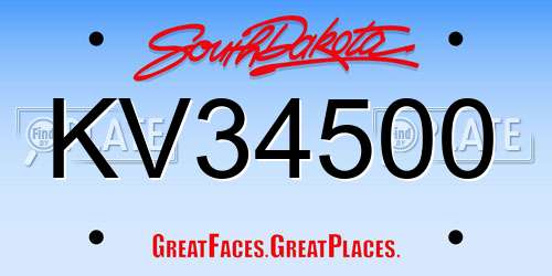KV34500 South Dakota License Plate