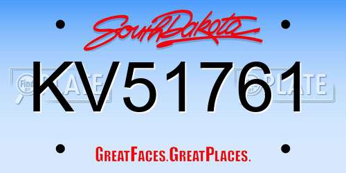 KV51761 South Dakota License Plate