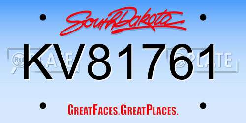 KV81761 South Dakota License Plate