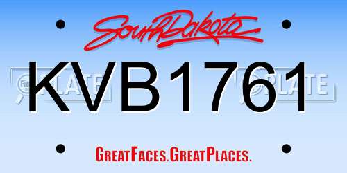 KVB1761 South Dakota License Plate