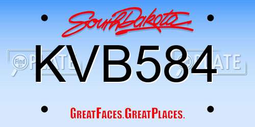 KVB584 South Dakota License Plate