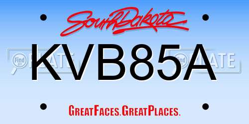 KVB85A South Dakota License Plate