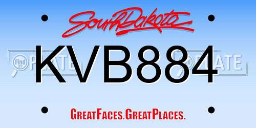 KVB884 South Dakota License Plate