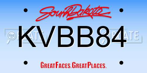 KVBB84 South Dakota License Plate