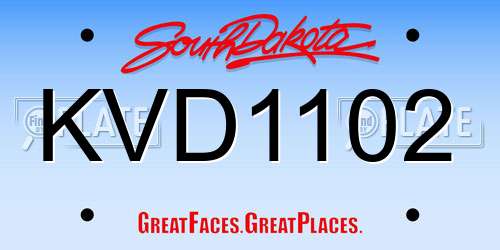 KVD1102 South Dakota License Plate
