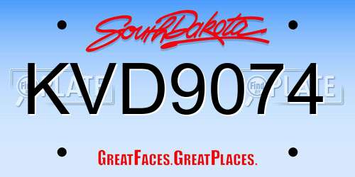 KVD9074 South Dakota License Plate